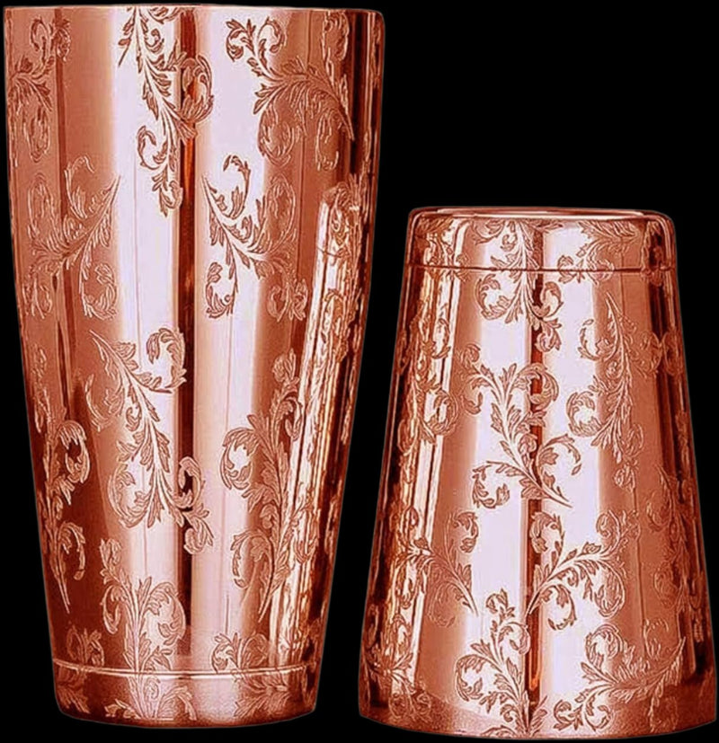 Copper Leaf Etched Boston Shaker 750 ML | Cocktail Shaker