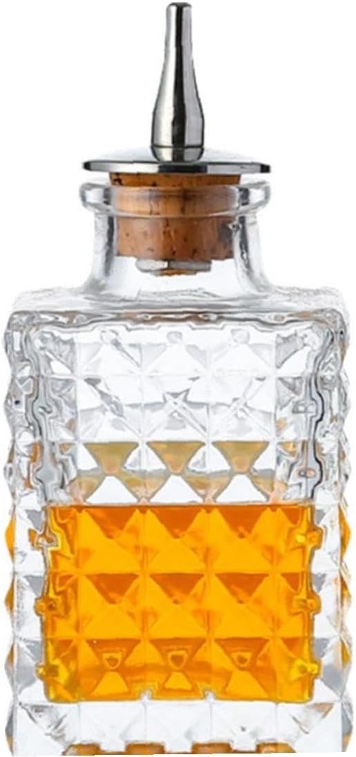 100 ML Square Studded Bitter Bottle - Premium Glass Cocktail Accessory