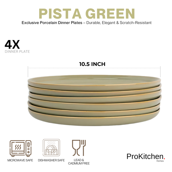 Dinner Plate Rim 10" Pistachio Green - 4 PC Porcelain High Quality