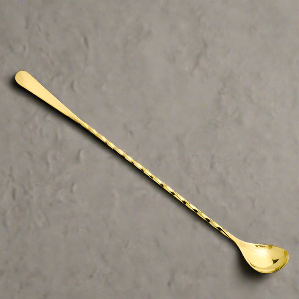 Gold Hoffman Drop Bar Spoon  (40 cm) - Premium Cocktail Spoon for Bars and Home Use