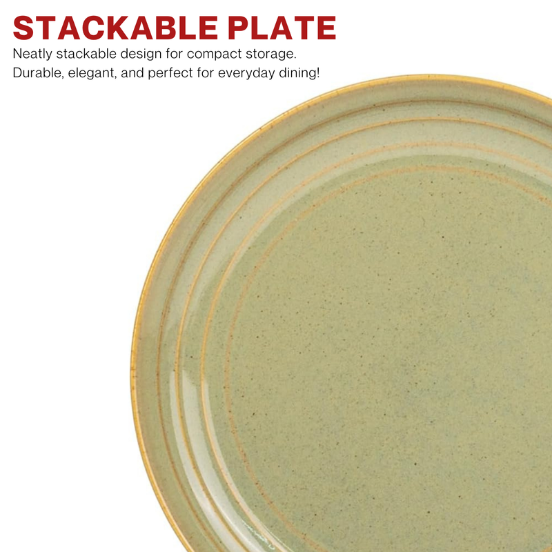 Dinner Plate Rim 10" Pistachio Green - 2 PC Porcelain High Quality