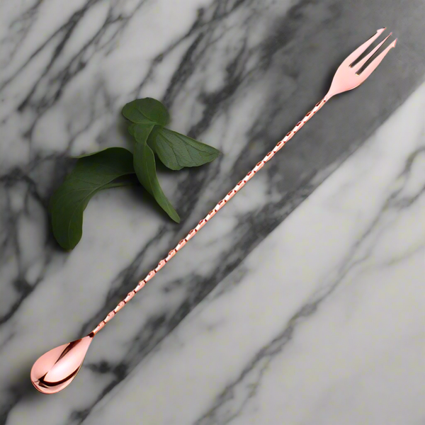 Bar Spoon Copper Trident (40 cm) - Premium Cocktail Spoon for Bars and Home Use