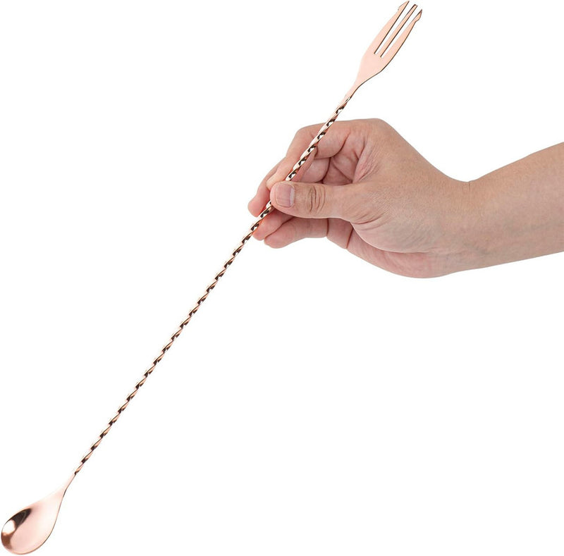 Copper Trident  Drop Bar Spoon (40 cm) - Premium Stainless Steel Cocktail Spoon for Bars and Home Use