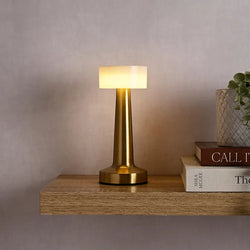 Lite Dumble Shot 3-Color Touch Control LED Table Lamp _ Rechargeable, Metal Base (White Gold)