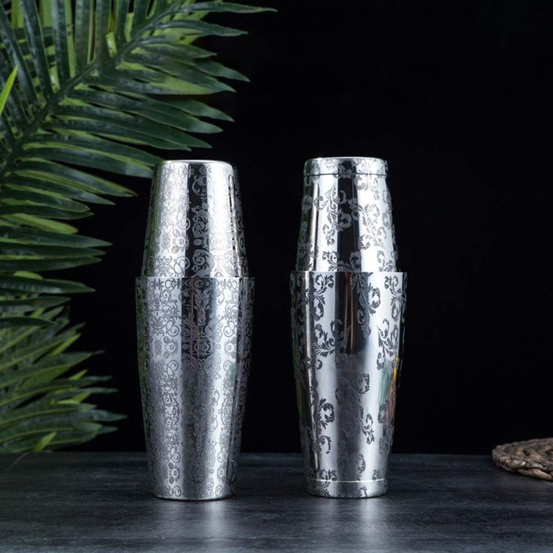 Fine Leaf Engraved Boston Shaker 750 ML | Cocktail Shaker