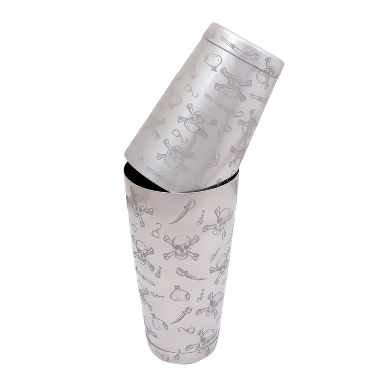 Mirror Skull Engraved Boston Shaker 750 ML | Cocktail Shaker