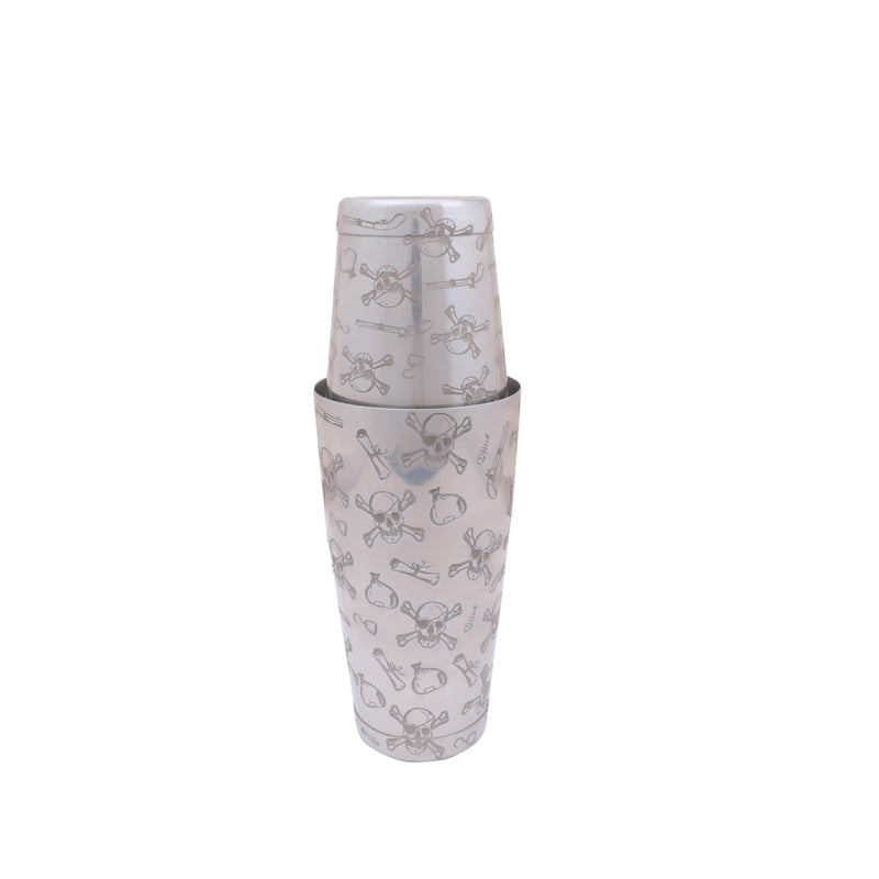 Mirror Skull Engraved Boston Shaker 750 ML | Cocktail Shaker