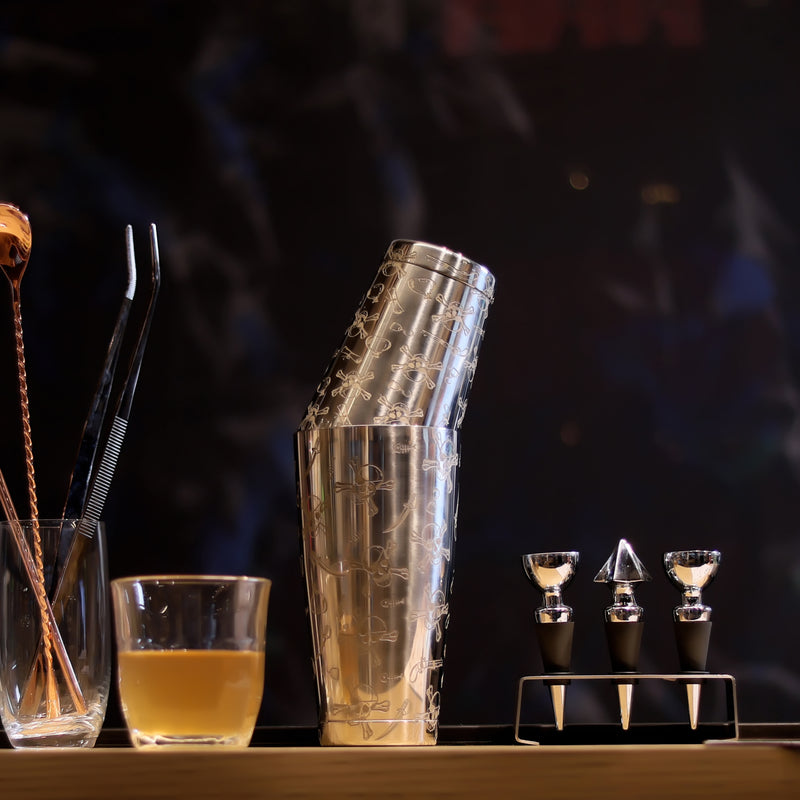 Mirror Skull Engraved Boston Shaker 750 ML | Cocktail Shaker