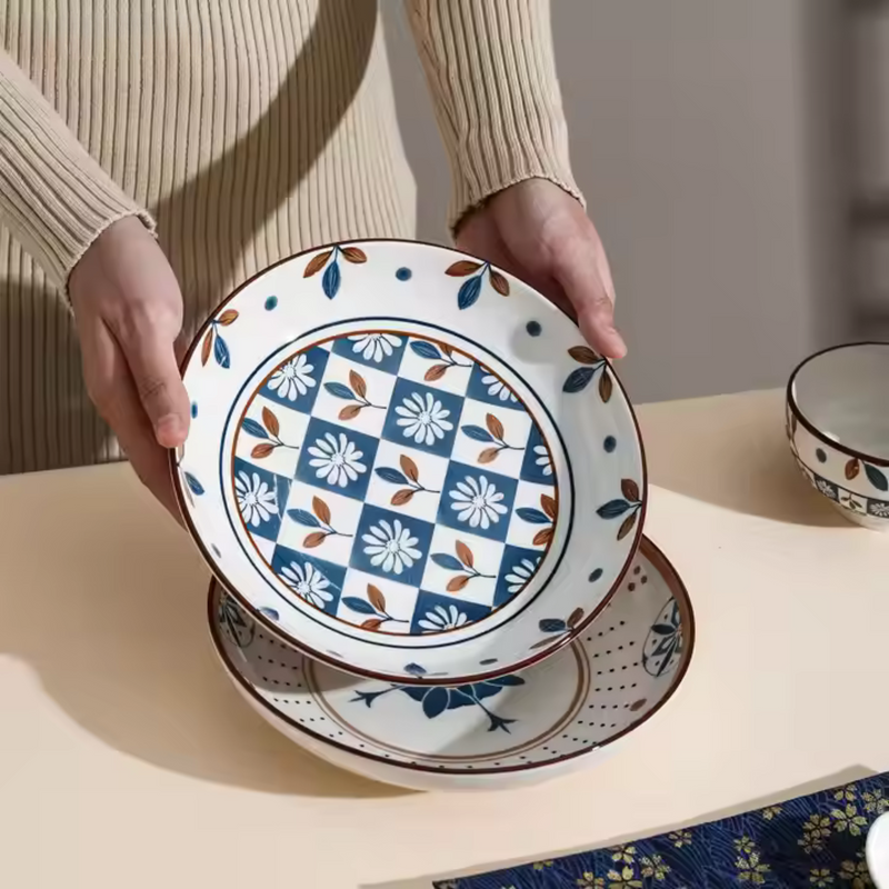 Japanese Blue 20-Piece Dinner Set – Bowls, Spoons, Chopsticks & Plates