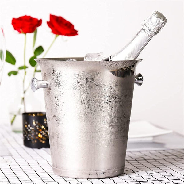 Euro Wine Bucket with Stand | Elegant Stainless Steel Wine Chiller | Premium Barware & Beverage Cooler