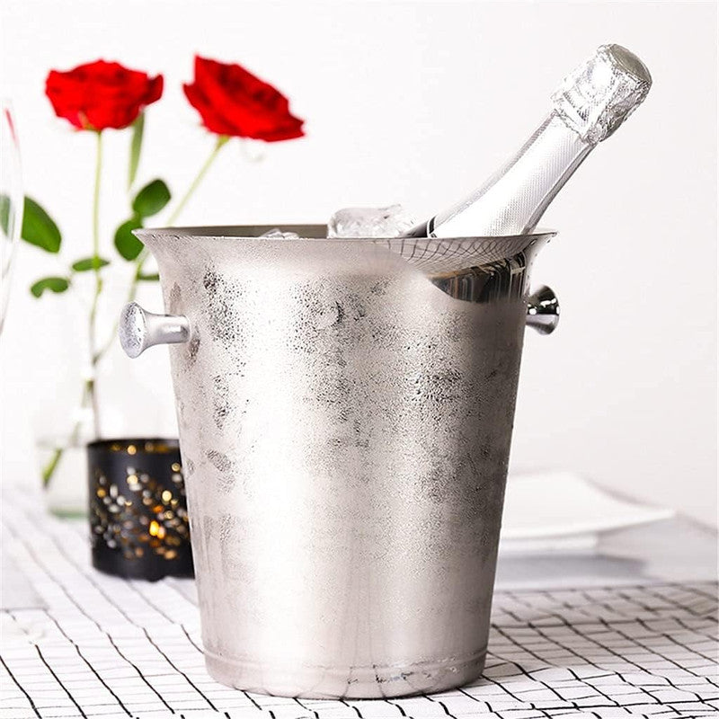 Euro Wine Bucket with Stand | Elegant Stainless Steel Wine Chiller | Premium Barware & Beverage Cooler