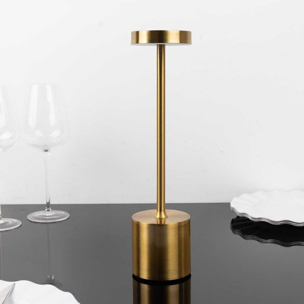 Gold Lite Sleek Metal Rechargeable Tower Cordless Table Lamp with Touch Control