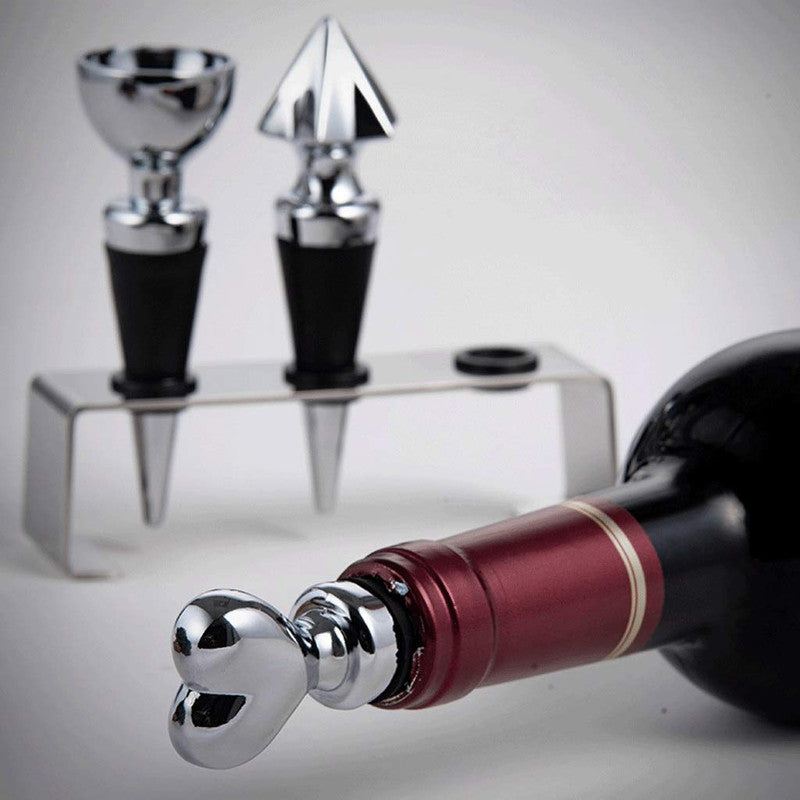 Premium Wine Stopper Set of 3 | Elegant Leak-Proof Bottle Seals for Wine & Spirits | Durable Barware Accessories