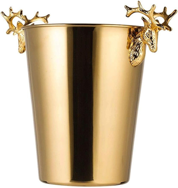 Gold Deer Champagne Bucket | Elegant Barware with Decorative Handles | Premium Wine & Champagne Cooler