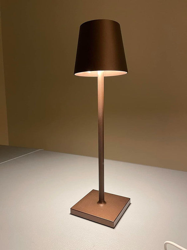 Metal Tall Umbrella Rose Gold LED Table Lamp _ Portable, Rechargeable & Touch-Control
