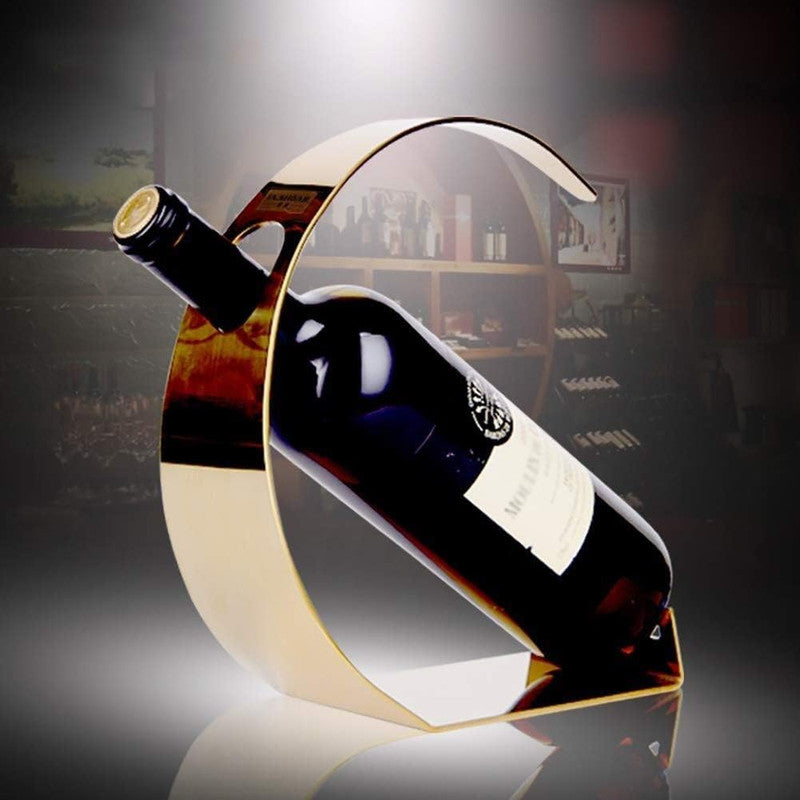 Gold Single Wine Rack | Elegant Display for 1 Bottle | Premium Barware & Home DŽcor Accessory