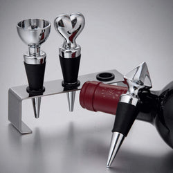 Premium Wine Stopper Set of 3 | Elegant Leak-Proof Bottle Seals for Wine & Spirits | Durable Barware Accessories