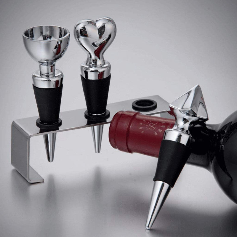 Premium Wine Stopper Set of 3 | Elegant Leak-Proof Bottle Seals for Wine & Spirits | Durable Barware Accessories