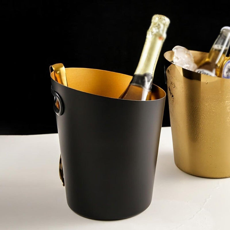 Black Slant Wine Bucket | Stylish Angled Design for Wine & Champagne Cooling | Premium Barware & Beverage Chiller