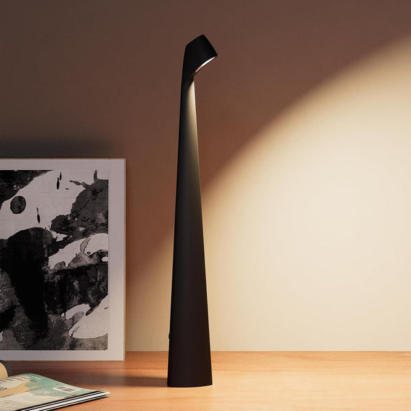 Metal Reading Tall LED Desk Lamp _ Portable, Rechargeable & 3-Level Dimmable Touch Lamp (Black)