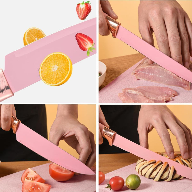 Kitchen Utensil Set - 19 Pcs Wooden Handle (Pink)