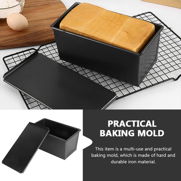 Rectangular Tin 1 Kg Loaf Pan with Lid, Bread Baking Mould Set of 1 Pieces