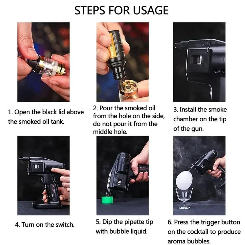 Smoked Cocktail Bubble & Smoke Gun Kit For Drinks & Food