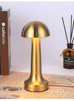 Lite Umbrella Shot 3-Color Touch Control LED Table Lamp _ Rechargeable, Metal Base (Gold)