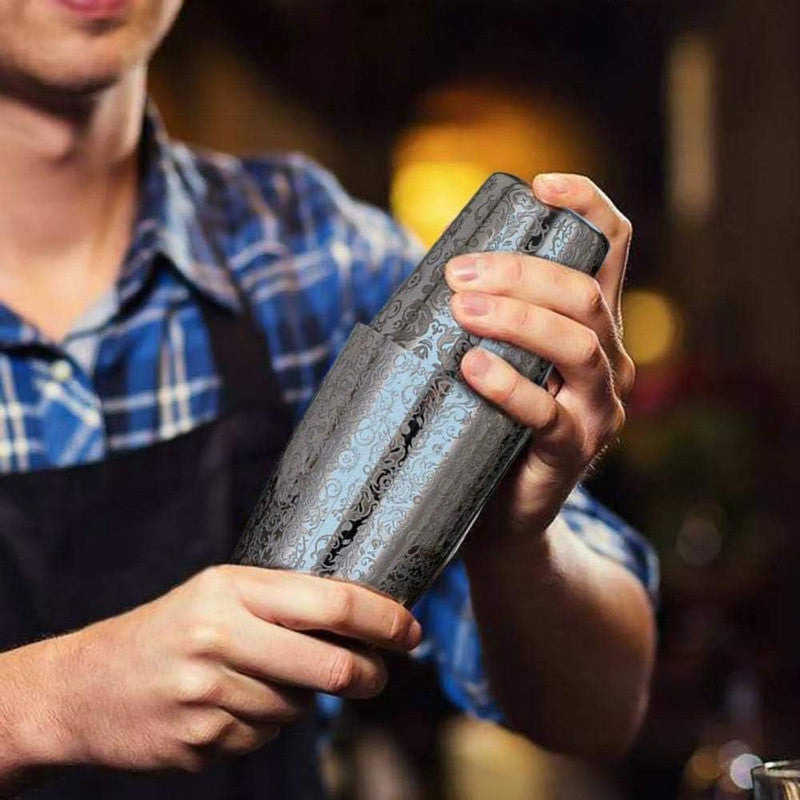 Fine Leaf Engraved Boston Shaker 750 ML | Cocktail Shaker