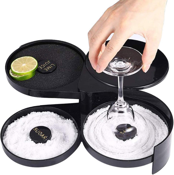 Margarita Salt Rimmer 3 Tier Bar Glass Rimmer with Lid and 3 Sponges