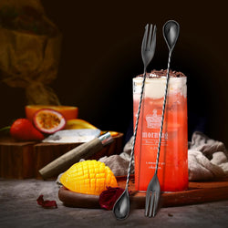 Black Trident  Drop Bar Spoon (40 cm) - Premium Stainless Steel Cocktail Spoon for Bars and Home Use