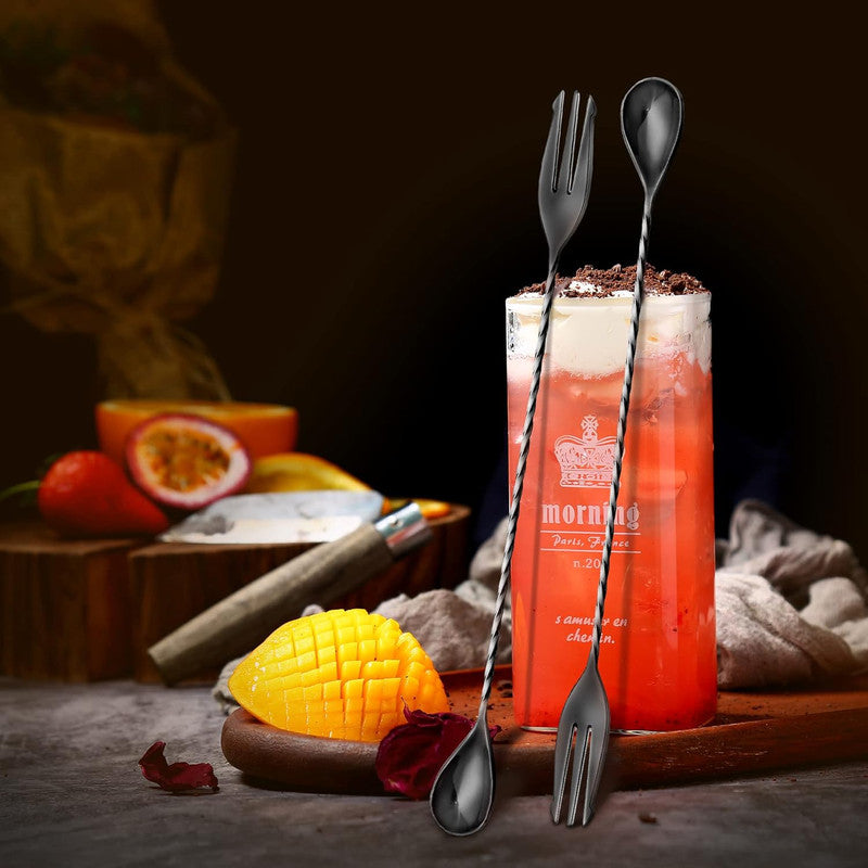 Black Trident  Drop Bar Spoon (40 cm) - Premium Stainless Steel Cocktail Spoon for Bars and Home Use