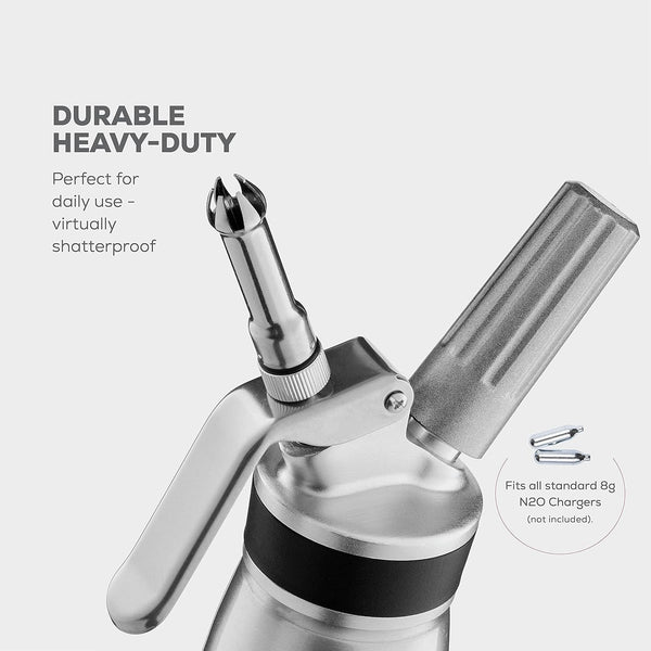 Aluminum Cream Whipper - 1000ML Cream Dispenser Canister with 3 Decorative Nozzles