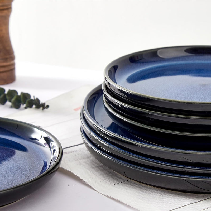 Porcelain Persian Blue Reactive Glaze Dinner Plates - Set of 2, 10 INCH