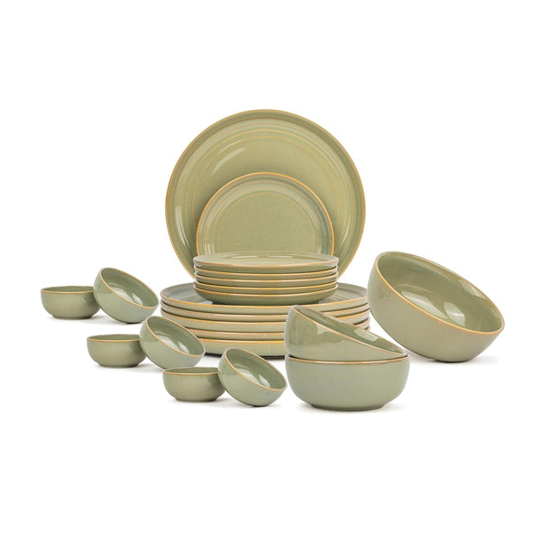 21-Piece Pistachio Green Dinner Set | Elegant Crockery Set for Dining Table