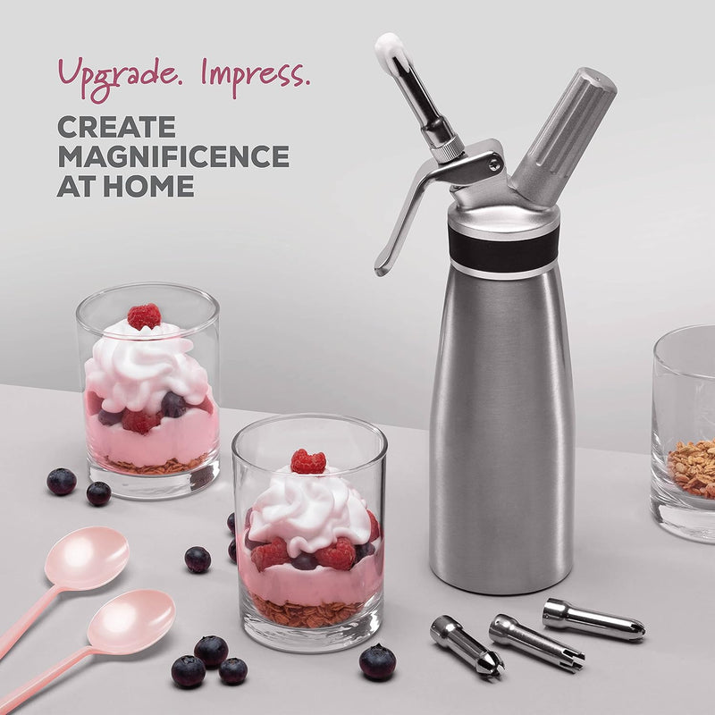 Aluminum Cream Whipper - 1000ML Cream Dispenser Canister with 3 Decorative Nozzles
