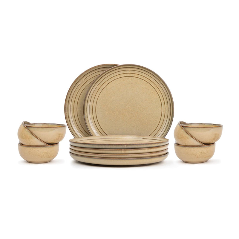 12-Piece Cotton Antique Dinner Set | Elegant Crockery Set for Dining Table