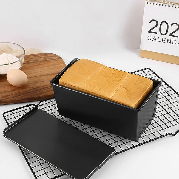 Rectangular Tin 1 Kg Loaf Pan with Lid, Bread Baking Mould Set of 1 Pieces