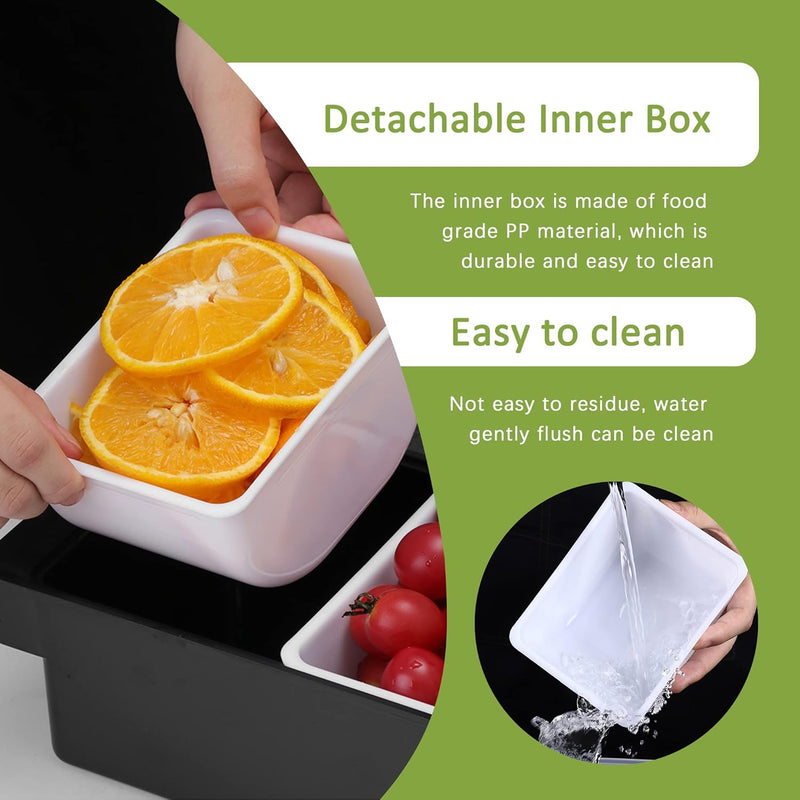 6 Compartments Garnish Tray with Lid, Food and Condiment Organizer for Fruit Veggie Salad, Ice Cooled Bar Top