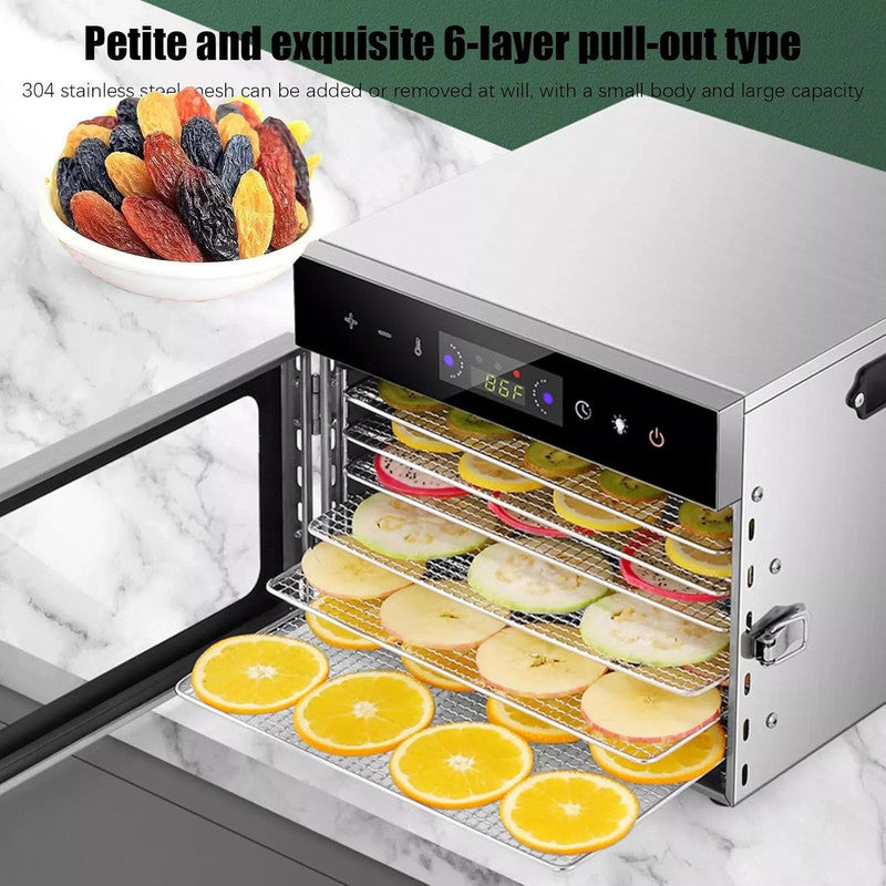 ProSeries H6-C001 - 6 Tray Stainless Steel Food Dehydrator, 400W | Adjustable Timer