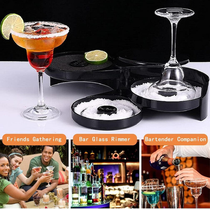 Margarita Salt Rimmer 3 Tier Bar Glass Rimmer with Lid and 3 Sponges