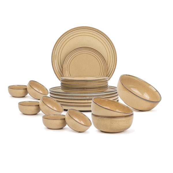 21-Piece Cotton Antique Dinner Set | Elegant Crockery Set for Dining Table
