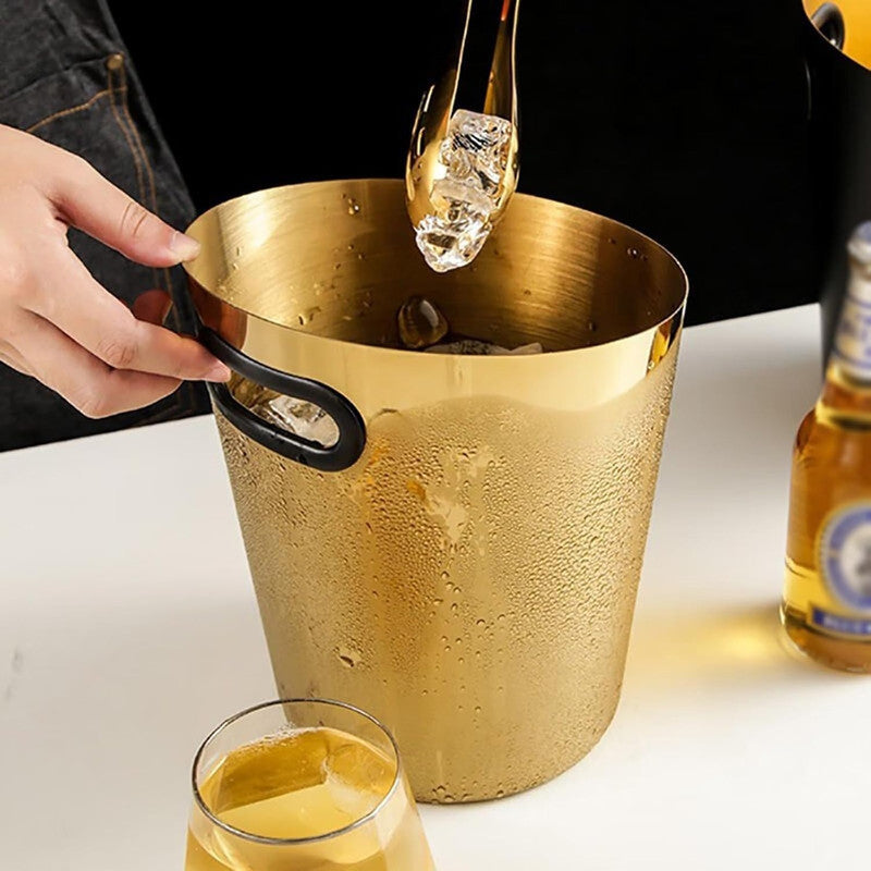 Gold Slant Wine Bucket | Stylish Angled Design for Wine & Champagne Cooling | Premium Barware & Beverage Chiller