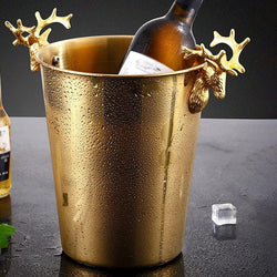 Gold Deer Champagne Bucket | Elegant Barware with Decorative Handles | Premium Wine & Champagne Cooler