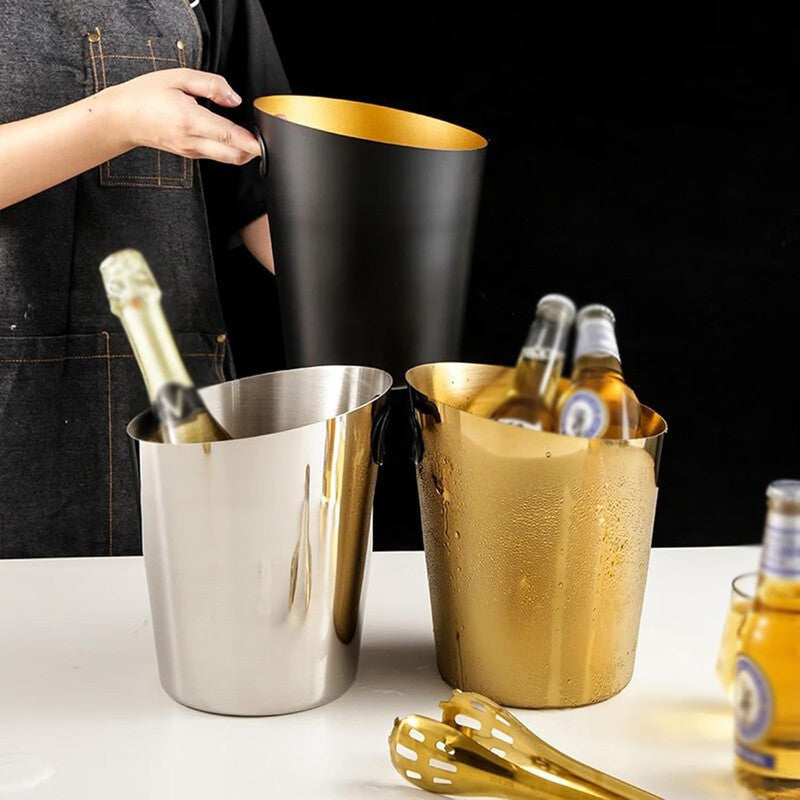 Black Slant Wine Bucket | Stylish Angled Design for Wine & Champagne Cooling | Premium Barware & Beverage Chiller
