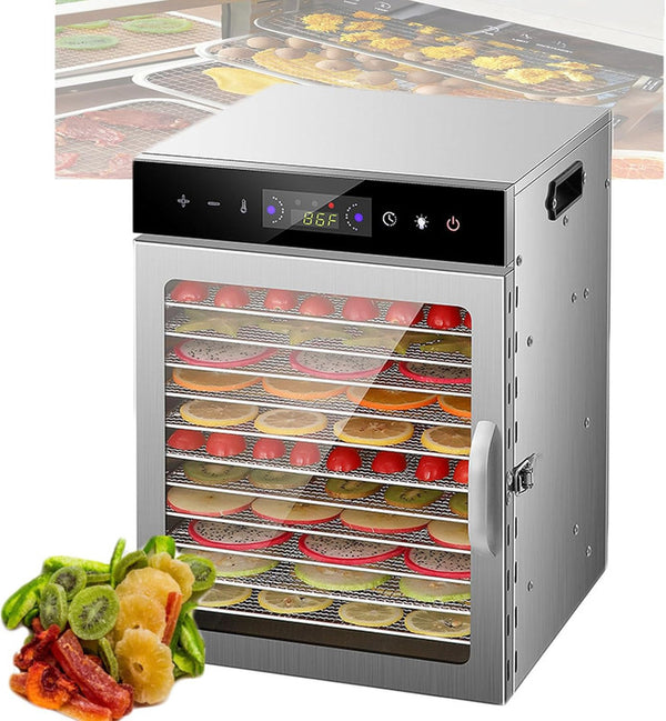 ProSeries H12-C001 - 12 Tray Stainless Steel Food Dehydrator | 800W | Adjustable Timer