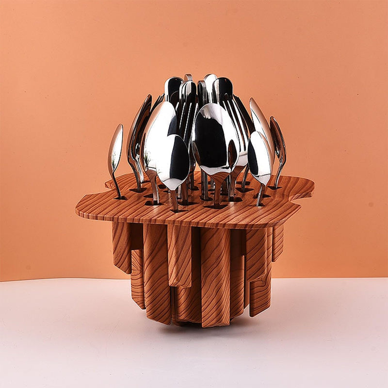 Egg-Shape Storage Box 24-Piece Golden Cutlery Tableware Set