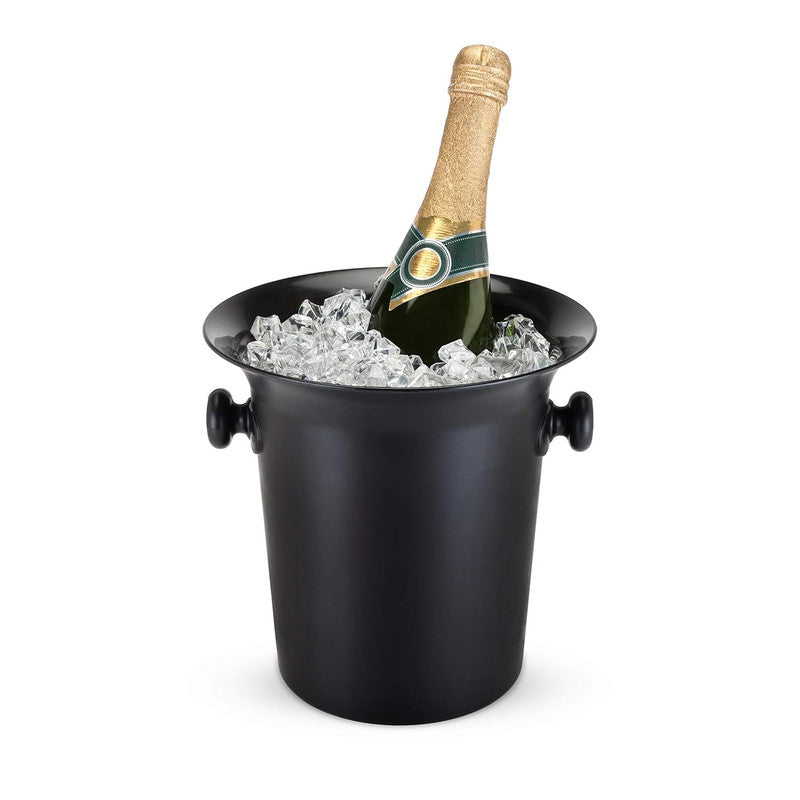 Black Wine Bucket with Stand | Elegant Stainless Steel Wine Chiller | Premium Barware & Beverage Cooler