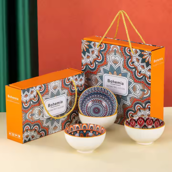 BOHO Ceramic Bowl Set – 4 Pcs