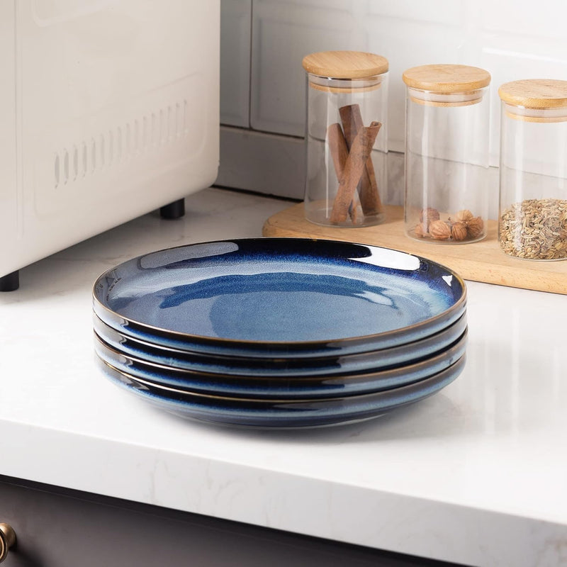 Porcelain Persian Blue Reactive Glaze Dinner Plates - Set of 2, 10 INCH